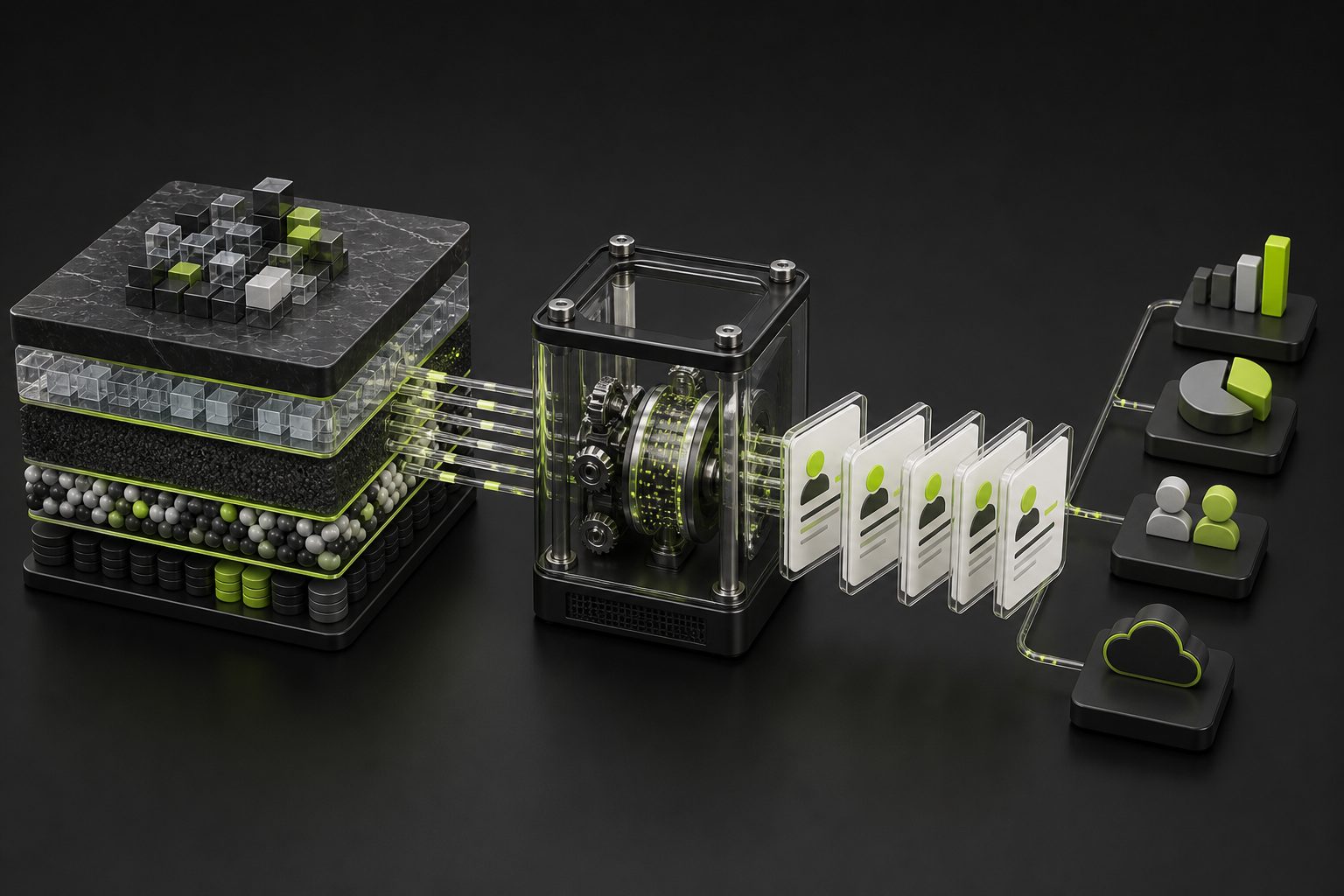 A lakehouse feeding a nearby resolution engine that serves several applications